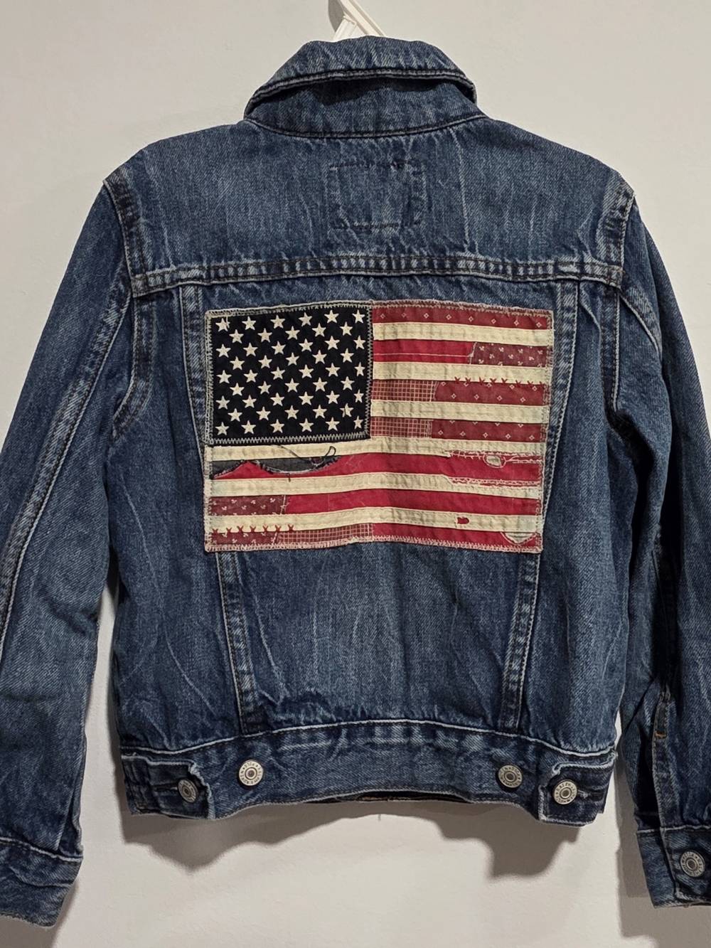 Polo by Ralph Lauren Trucker Denim Jacket with American Flag Patch